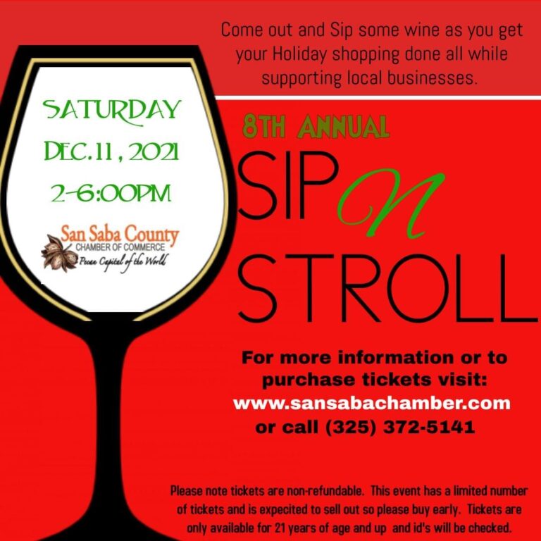 Sip N Stroll Wine Tasting Event San Saba Texas