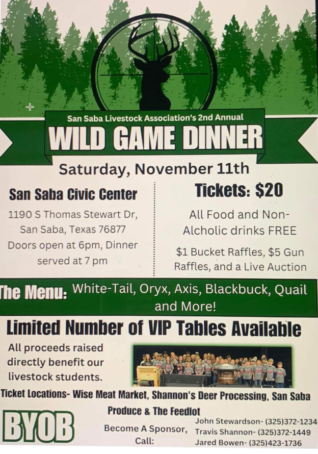 Wild Game Dinner | San Saba Texas